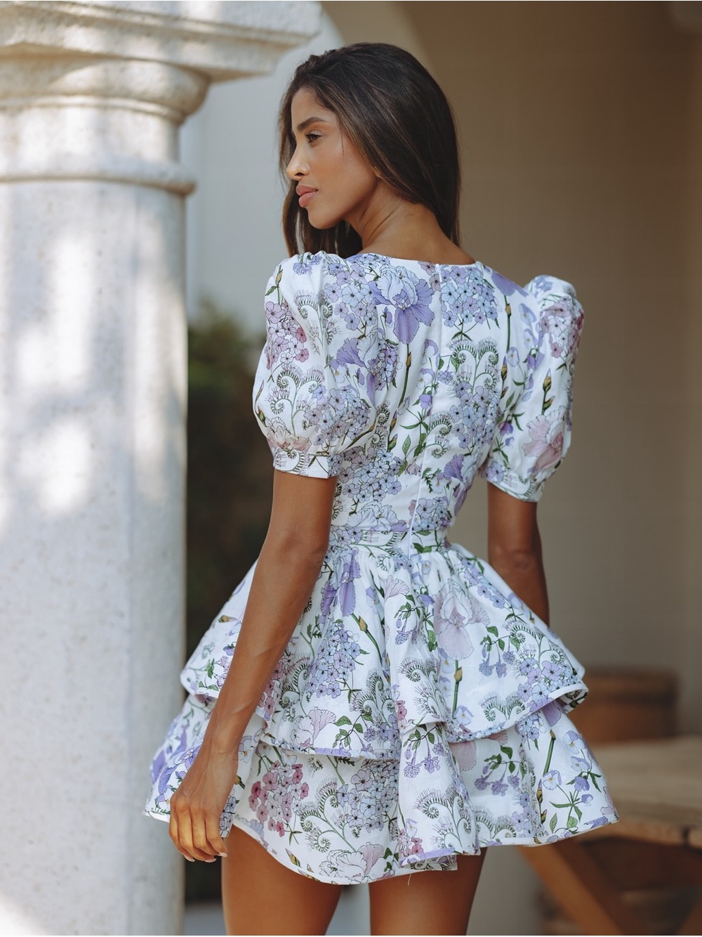 Aubrie Linen Mini Dress - Deep V-neck - Picture 3 of 6